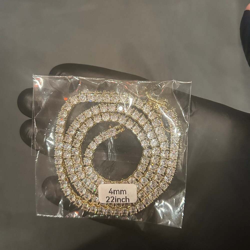 Brand New Gold 4mm Tennis Chain 22 Inch VVS1 Moissanite